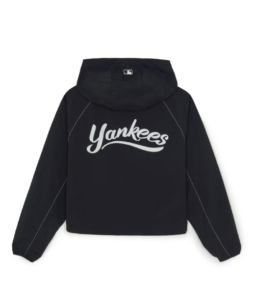SPORTIVE CURSIVE LOGO HOOD WINDBREAKER NY #KARINA同款! - 3 COLORS BLACK