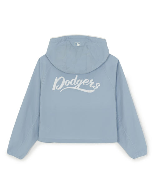 SPORTIVE CURSIVE LOGO HOOD WINDBREAKER NY #KARINA同款! - 3 COLORS SKY BLUE