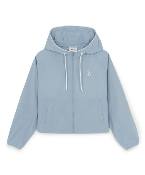 SPORTIVE CURSIVE LOGO HOOD WINDBREAKER NY #KARINA同款! - 3 COLORS SKY BLUE
