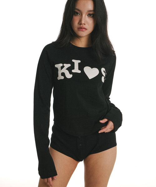 BUMPY KISS RAGLAN LONG SLEEVE T-SHIRT - 2 COLORS BLACK