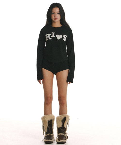 BUMPY KISS RAGLAN LONG SLEEVE T-SHIRT - 2 COLORS BLACK