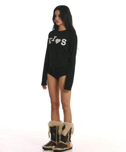 BUMPY KISS RAGLAN LONG SLEEVE T-SHIRT - 2 COLORS BLACK