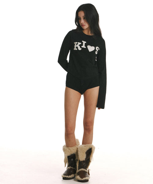 BUMPY KISS RAGLAN LONG SLEEVE T-SHIRT - 2 COLORS BLACK