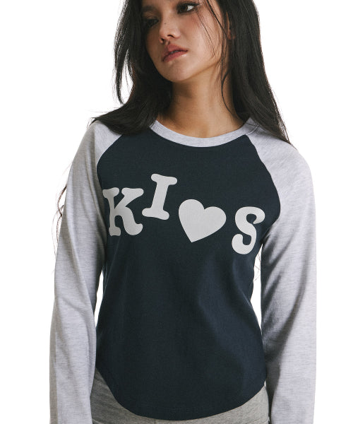 BUMPY KISS RAGLAN LONG SLEEVE T-SHIRT - 2 COLORS NAVY