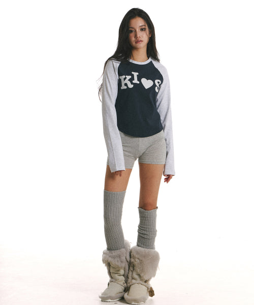 BUMPY KISS RAGLAN LONG SLEEVE T-SHIRT - 2 COLORS NAVY