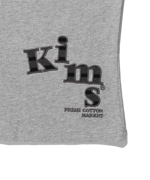 34 STRIPE LAYERED APPLIQUE LONG SLEEVE T-SHIRT GREY