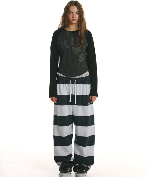BOLD STRIPE SWEATPANTS - 3 COLORS NAVY