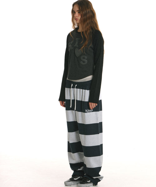 BOLD STRIPE SWEATPANTS - 3 COLORS NAVY