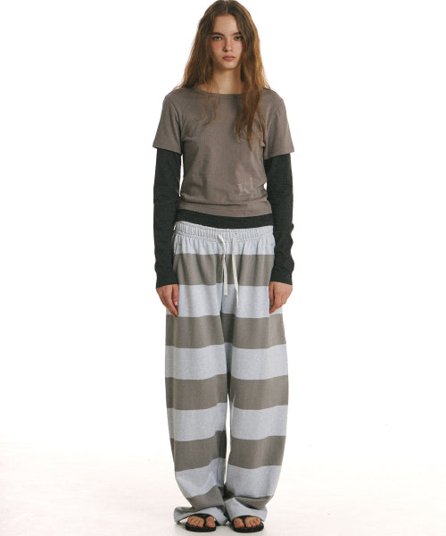 BOLD STRIPE SWEATPANTS - 3 COLORS GREY