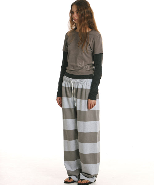 BOLD STRIPE SWEATPANTS - 3 COLORS GREY