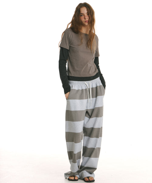 BOLD STRIPE SWEATPANTS - 3 COLORS GREY