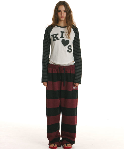 BOLD STRIPE SWEATPANTS - 3 COLORS RED