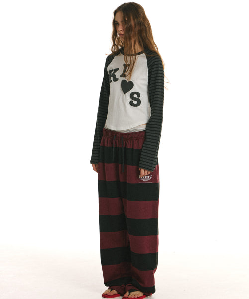 BOLD STRIPE SWEATPANTS - 3 COLORS RED