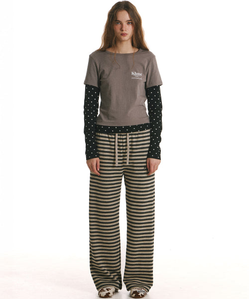 STRIPE PANTS - 2 COLORS BEIGE