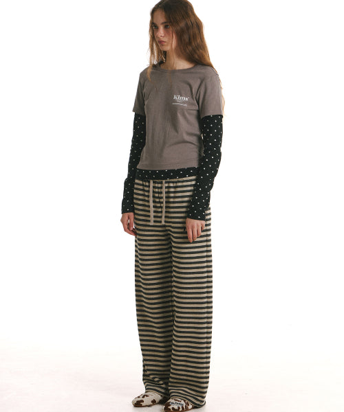 STRIPE PANTS - 2 COLORS BEIGE