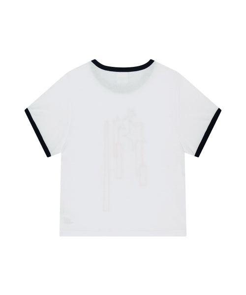 FLAG APPLIQUE RINGER CROP TEE - 3 COLORS