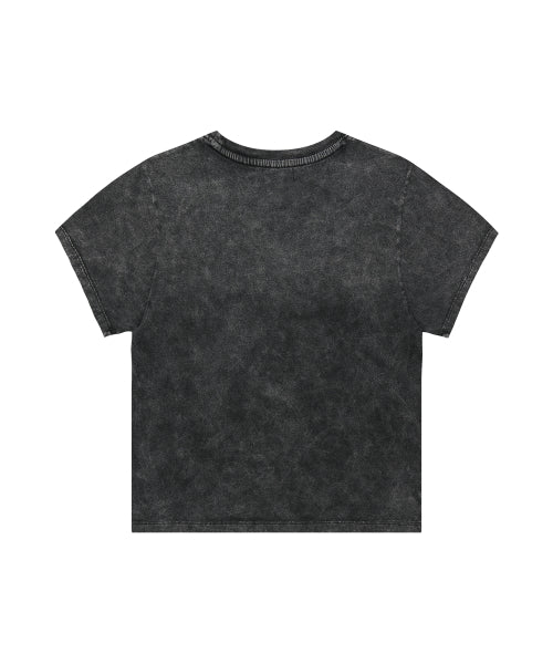 WASHED FLAG CROP TEE - 2 COLORS BLACK
