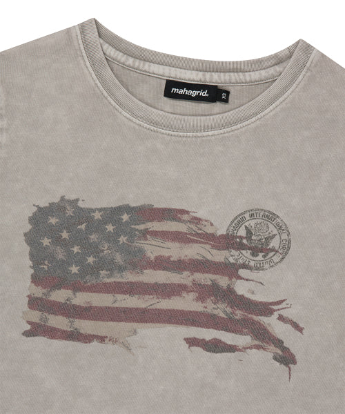 WASHED FLAG CROP TEE - 2 COLORS BEIGE