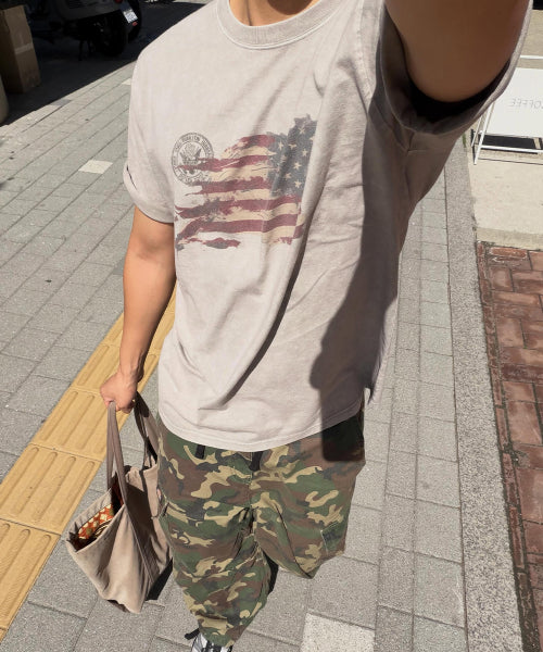 WASHED FLAG TEE B - 2 COLORS