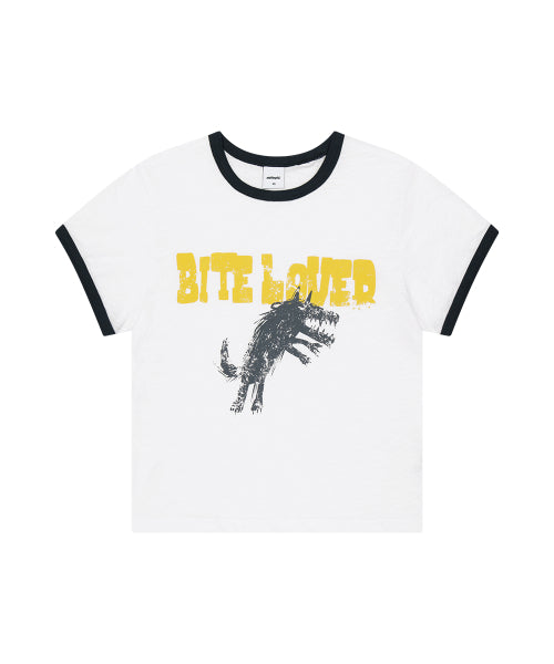 BITE LOVER CROP RINGER TEE YELLOW - 3 COLORS WHITE