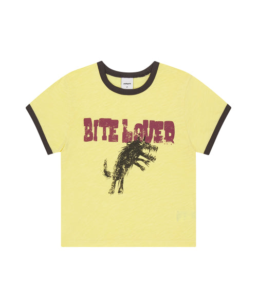 BITE LOVER CROP RINGER TEE YELLOW - 3 COLORS YELLOW