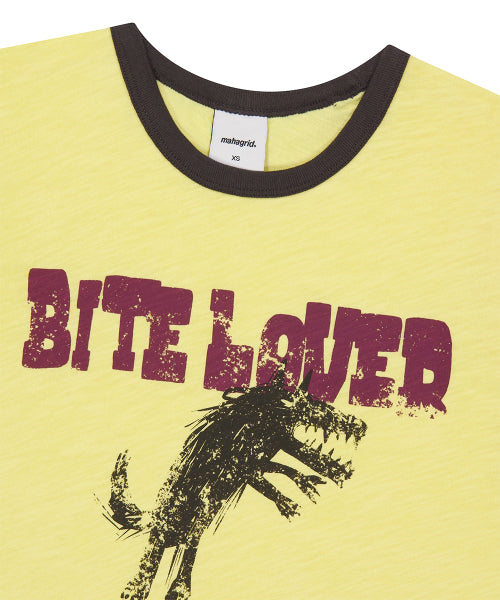 BITE LOVER CROP RINGER TEE YELLOW - 3 COLORS YELLOW