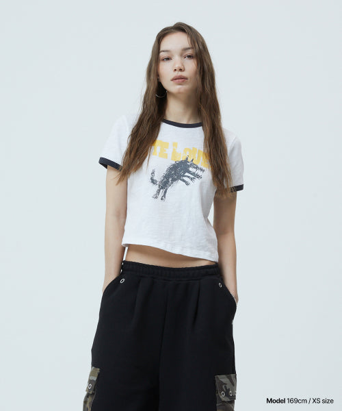 BITE LOVER CROP RINGER TEE YELLOW - 3 COLORS BLACK