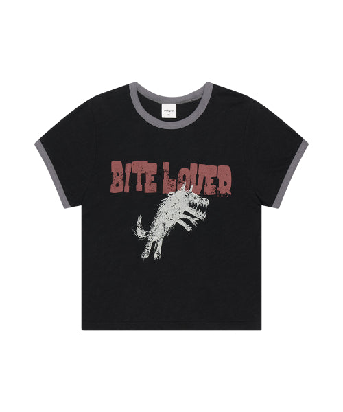 BITE LOVER CROP RINGER TEE YELLOW - 3 COLORS BLACK