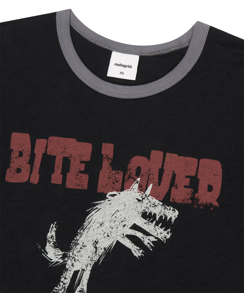BITE LOVER CROP RINGER TEE YELLOW - 3 COLORS BLACK