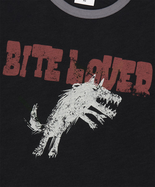 BITE LOVER CROP RINGER TEE YELLOW - 3 COLORS BLACK