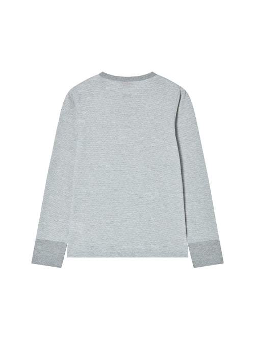 STRIPE BUTTON L/S GREY - 2 COLORS