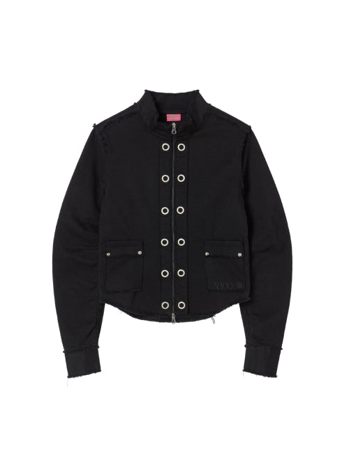 EYELET COTTON JACKET BLACK - 2 COLORS