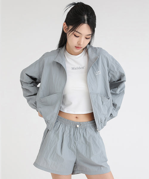 NYLON CROP TRACK JACKET GREY