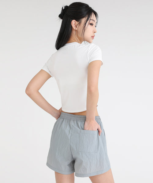 WOMEN NYLON TRACK SHORTS GREY