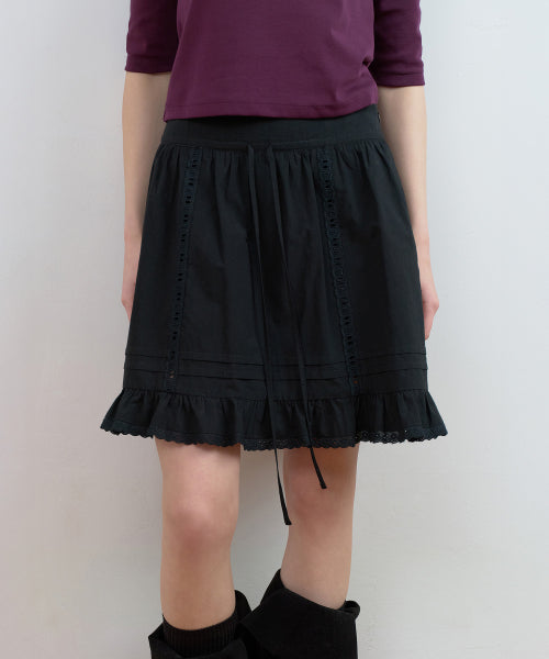 COTTON LACE MINI SKIRT - 2 colors BLACK