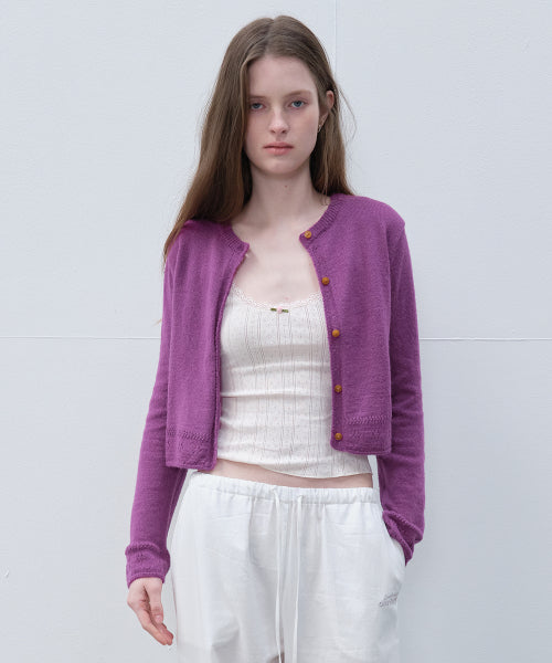 MOHAIR WOOL BLEND CARDIGAN PURPLE