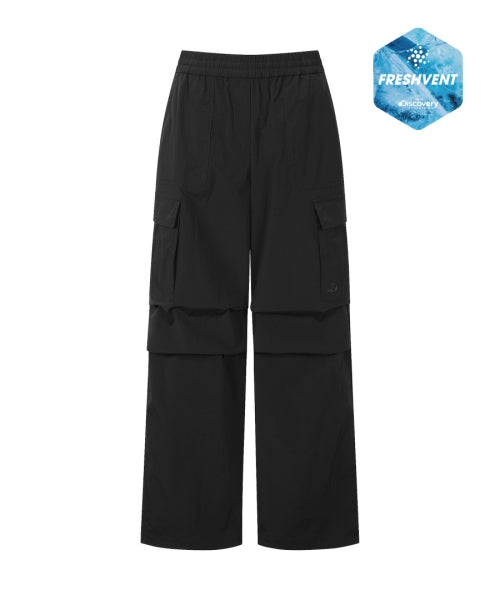FRESHVENT WOMEN WIDE CARGO PANTS #NINGNING同款！ - 4 COLORS BLACK