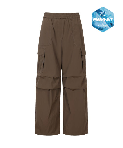 FRESHVENT WOMEN WIDE CARGO PANTS #NINGNING同款！ - 4 COLORS BROWN