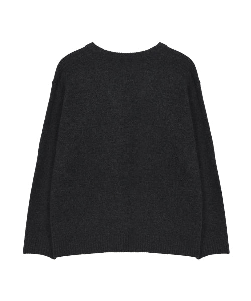 BUTTERFLY PATCH V-NECK KNIT #徐睿知同款! - 3 COLORS CHARCOAL