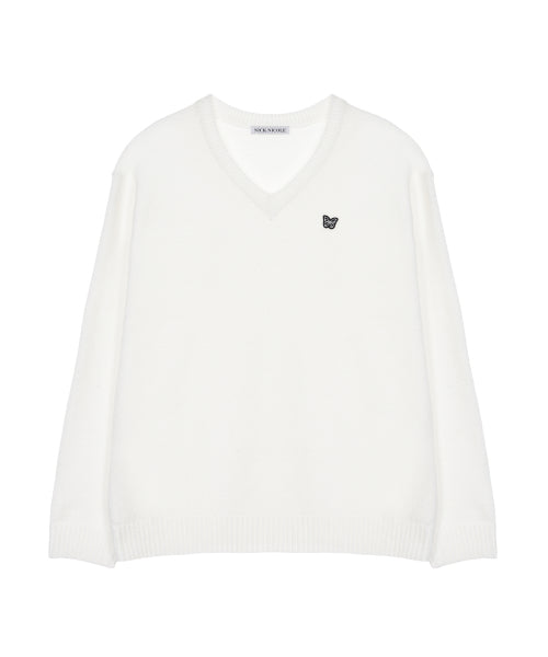 BUTTERFLY PATCH V-NECK KNIT #徐睿知同款! - 3 COLORS AS SHOWN