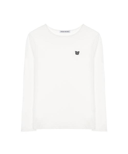 BUTTERFLY PATCH LONG SLEEVE #徐睿知同款! - 2 COLORS WHITE