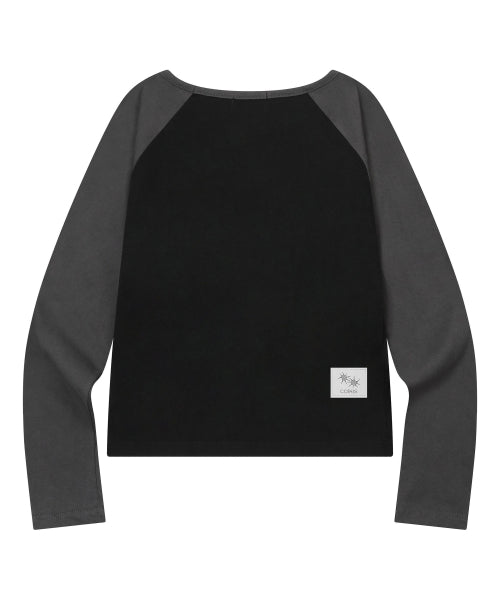 CONTRAST LONG SLEEVE TEE - 2 COLORS BLACK