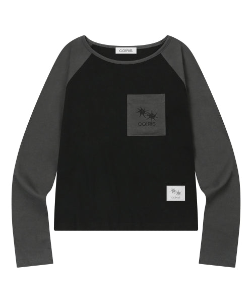CONTRAST LONG SLEEVE TEE - 2 COLORS BLACK