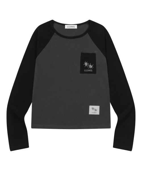 CONTRAST LONG SLEEVE TEE - 2 COLORS BLACK