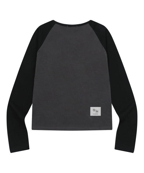CONTRAST LONG SLEEVE TEE - 2 COLORS BLACK