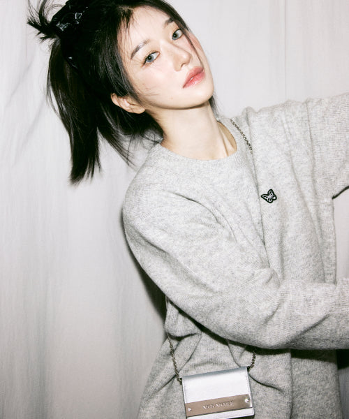 BUTTERFLY PATCH ROUND KNIT #徐睿知同款! - 2 COLORS GREY
