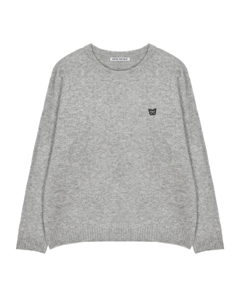 BUTTERFLY PATCH ROUND KNIT #徐睿知同款! - 2 COLORS GREY