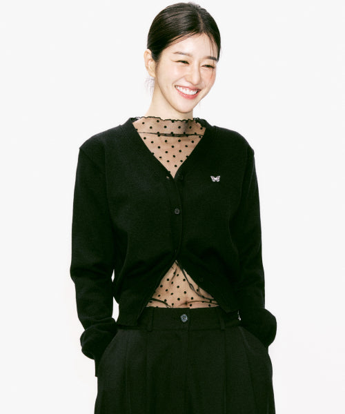 BUTTERFLY PATCH V-NECK CARDIGAN #徐睿知同款! - 3 COLORS AS SHOWN