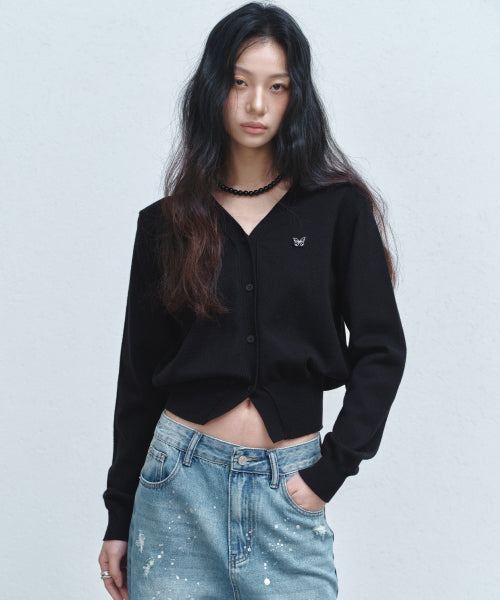 BUTTERFLY PATCH V-NECK CARDIGAN #徐睿知同款! - 3 COLORS AS SHOWN
