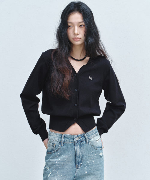 BUTTERFLY PATCH V-NECK CARDIGAN #徐睿知同款! - 3 COLORS AS SHOWN